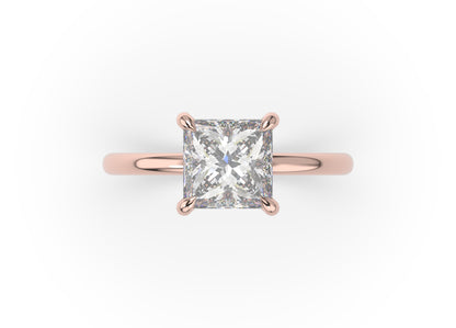 Four Claw Princess Solitaire Engagement Ring