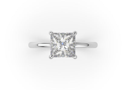 Four Claw Princess Solitaire Engagement Ring