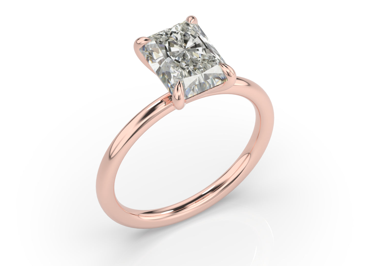 Four Claw Radiant Solitaire Engagement Ring