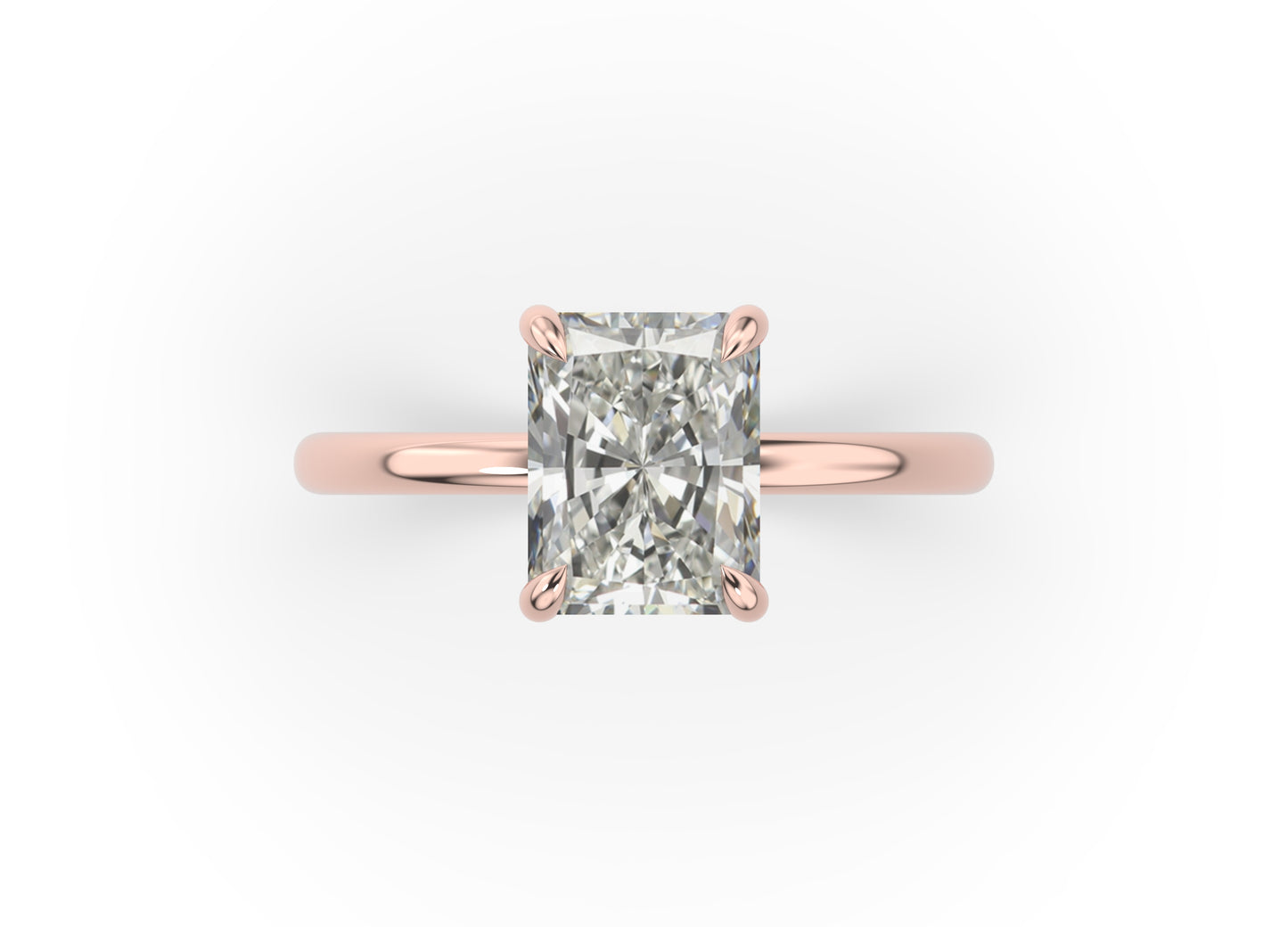 Four Claw Radiant Solitaire Engagement Ring