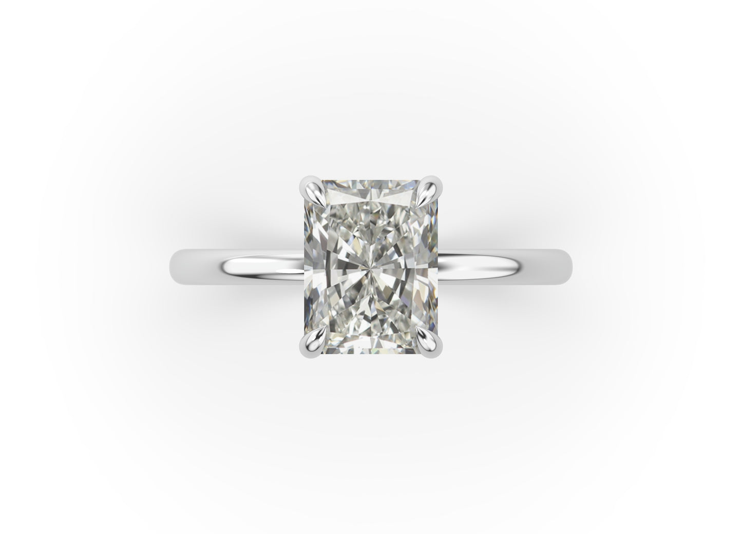 Four Claw Radiant Solitaire Engagement Ring