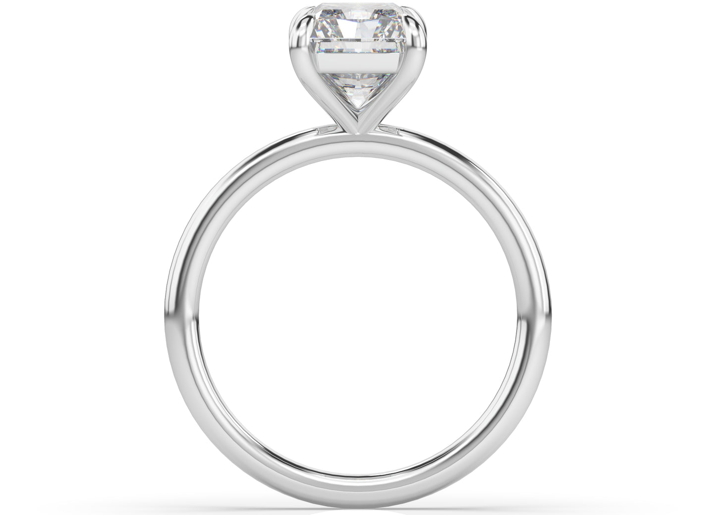 Four Claw Radiant Solitaire Engagement Ring