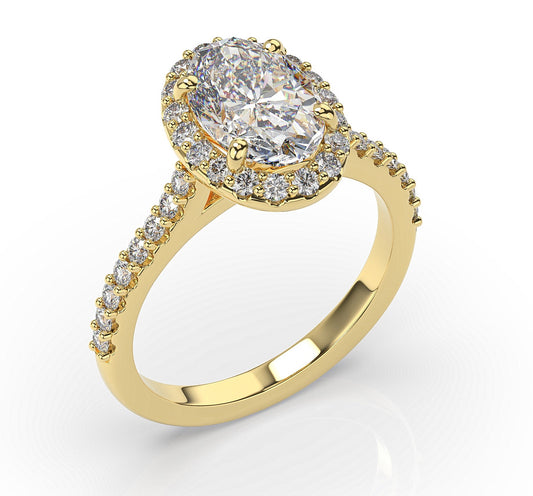 Oval Yellow Gold Halo Style Engagement Ring 