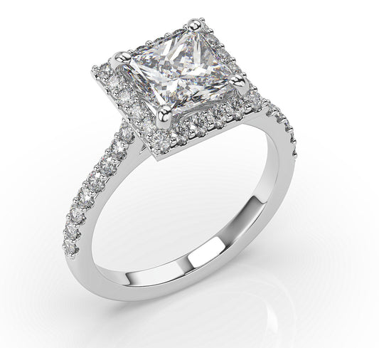 Princess Halo Style Engagement Ring