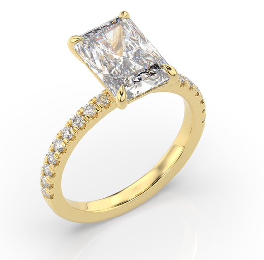 Radiant Yellow Gold Claw Set Style Engagement Ring 