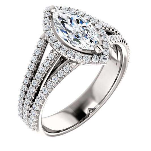 Marquise Halo Style Engagement Ring