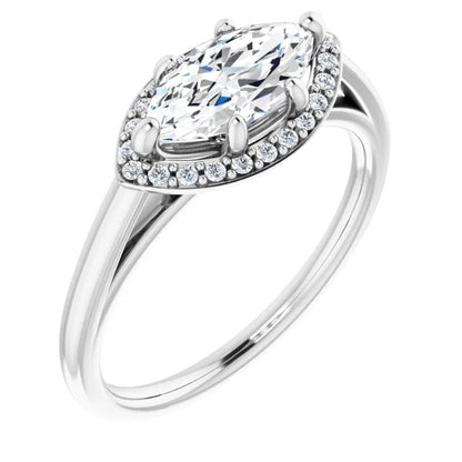 Marquise East West Halo Style Engagement Ring