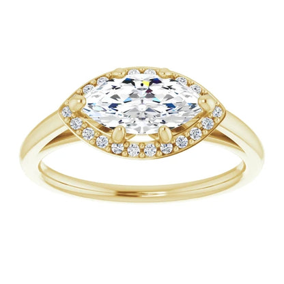 Marquise East West Halo Style Engagement Ring