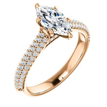 Marquise Pave Style Engagement Ring - I Heart Moissanites