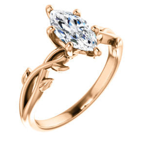 Marquise Solitaire Leaf Design Engagement Ring