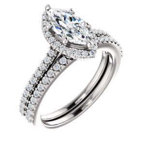 Marquise Halo & Heart Style Engagement Ring