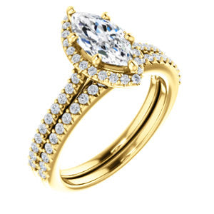 Marquise Halo & Heart Style Engagement Ring