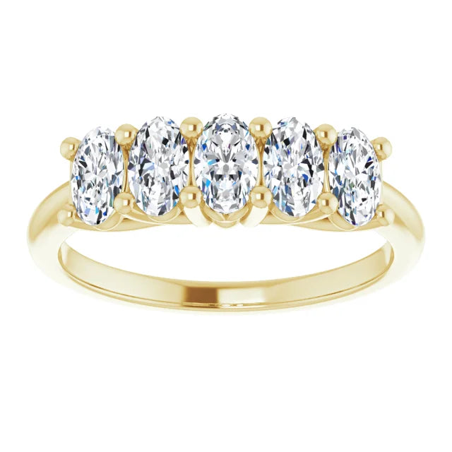 Five Stone Oval Cut Diamond Anniversary Band