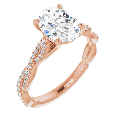 Oval Twist Style Engagement Ring