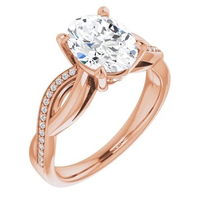 Oval Claw Set Twist Style Engagement Ring