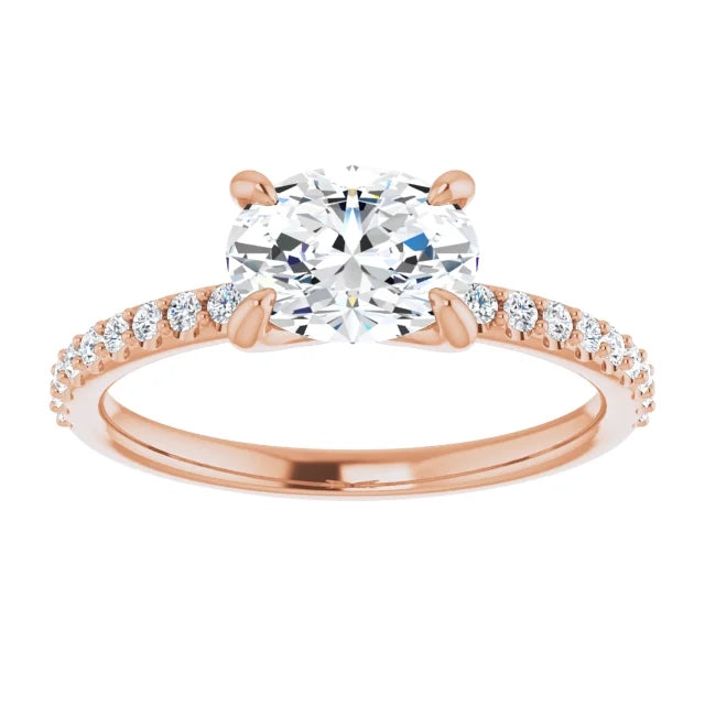 Oval East West Style Engagement Ring