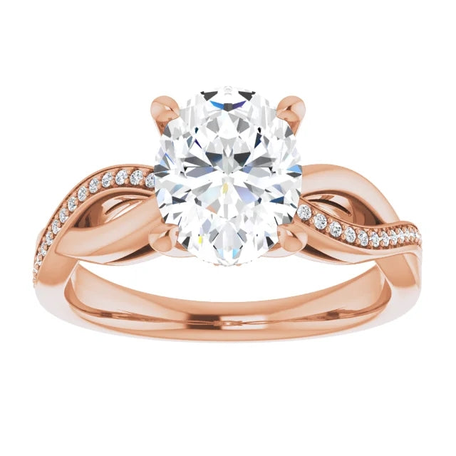 Oval Claw Set Twist Style Engagement Ring