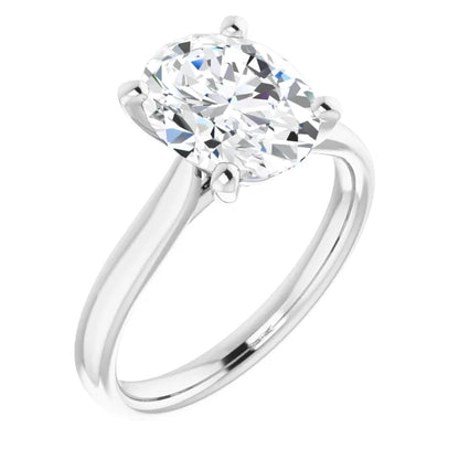 Four Claw Oval Solitaire Engagement Ring