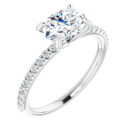 Oval East West Style Engagement Ring