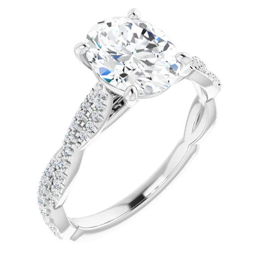 Oval Twist Style Engagement Ring