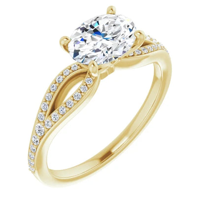 Oval East West Style Engagement Ring