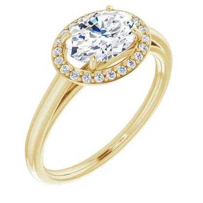 Oval East West Halo Style Engagement Ring