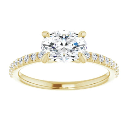 Oval East West Style Engagement Ring