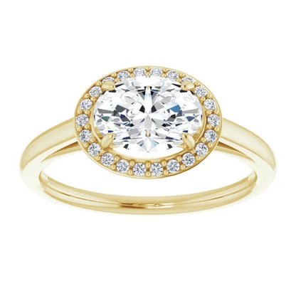 Oval East West Halo Style Engagement Ring