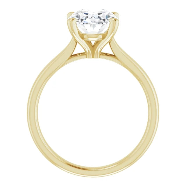 Four Claw Oval Solitaire Engagement Ring