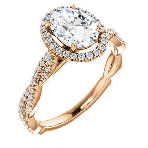 Oval Twist Halo Style Engagement Ring - I Heart Moissanites