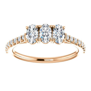 Oval Tri -Stone Style Engagement Ring