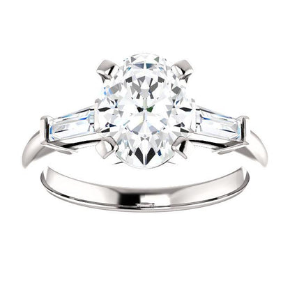 Oval Accent Engagement Ring - I Heart Moissanites