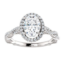 Oval Twist Halo Style Engagement Ring - I Heart Moissanites