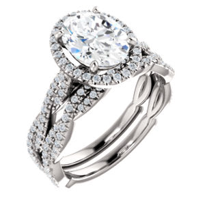 Oval Twist Halo Style Engagement Ring