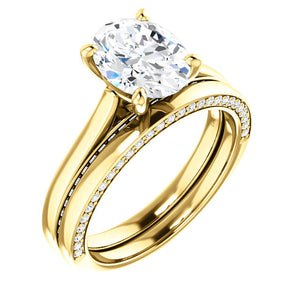 Oval Solitaire & Hidden Diamond Band Engagement Ring