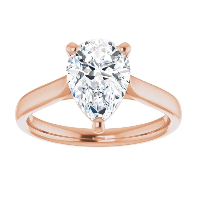 Three Claw Pear Solitaire Engagement Ring