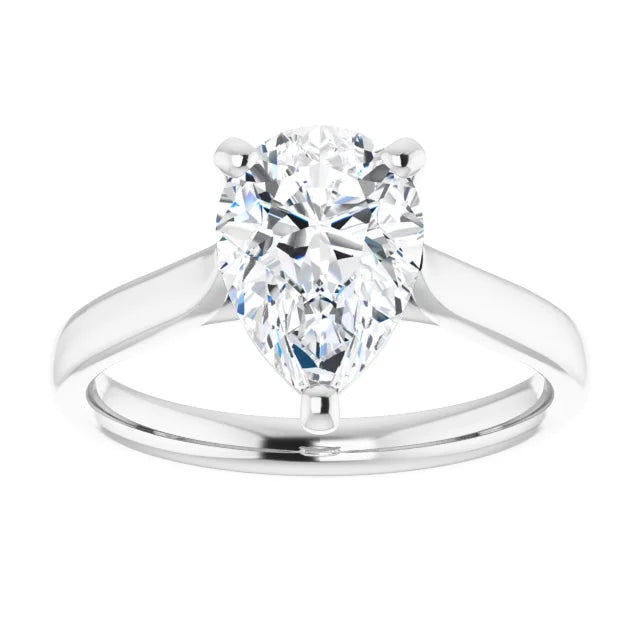 Three Claw Pear Solitaire Engagement Ring