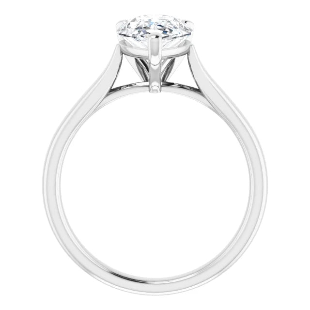 Three Claw Pear Solitaire Engagement Ring