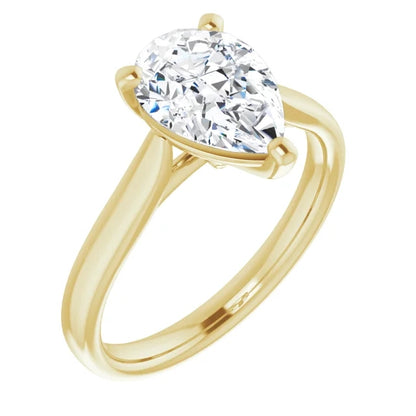 Three Claw Pear Solitaire Engagement Ring