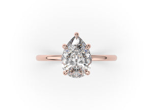 Pear Five Claw Thin Band Solitaire Engagement Ring