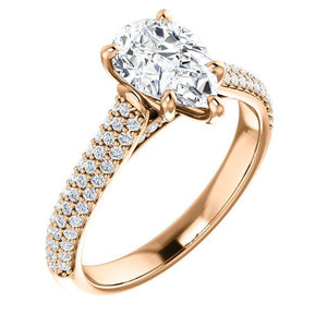 Pear Pave Style Engagement Ring - I Heart Moissanites