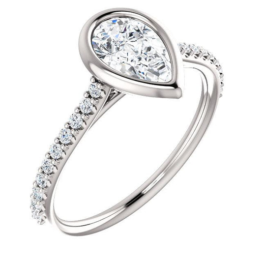 Pear Bezel Style Engagement Ring - I Heart Moissanites