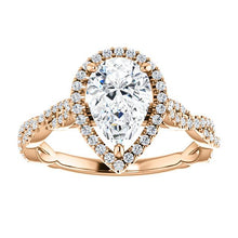 Pear Twist Halo Style Engagement Ring - I Heart Moissanites