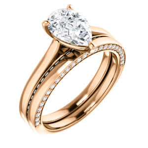 Pear Solitaire & Hidden Diamond Band Engagement Ring