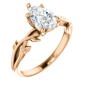 Pear Solitaire Leaf Design Engagement Ring