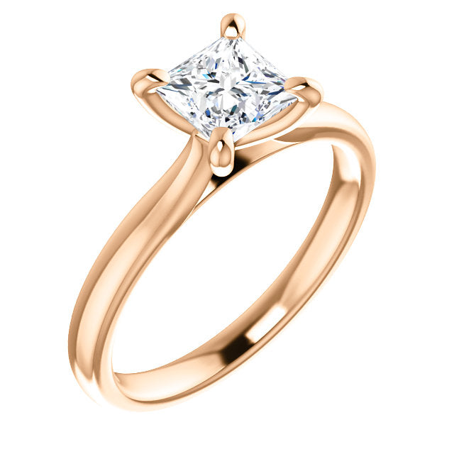 Four Claw Princess Solitaire Engagement Ring