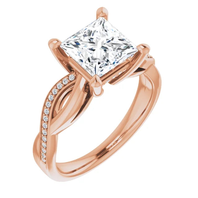 Princess Claw Set Twist Style Engagement Ring