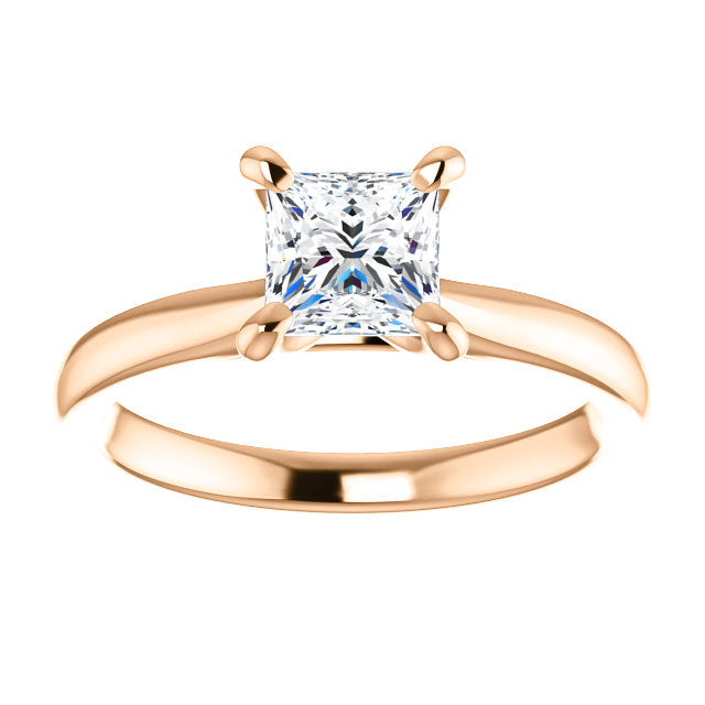 Four Claw Princess Solitaire Engagement Ring