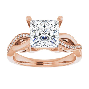 Princess Claw Set Twist Style Engagement Ring