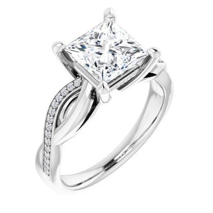 Princess Claw Set Twist Style Engagement Ring